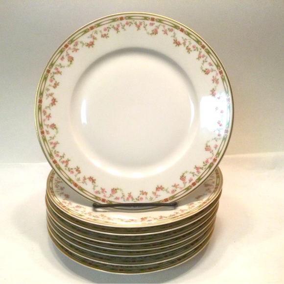 Theodore Haviland Luncheon Plate Limoges Geometric & Roses Border Schleiger 346 - Picture 1 of 5